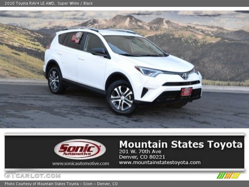 Super White / Black 2016 Toyota RAV4 LE AWD