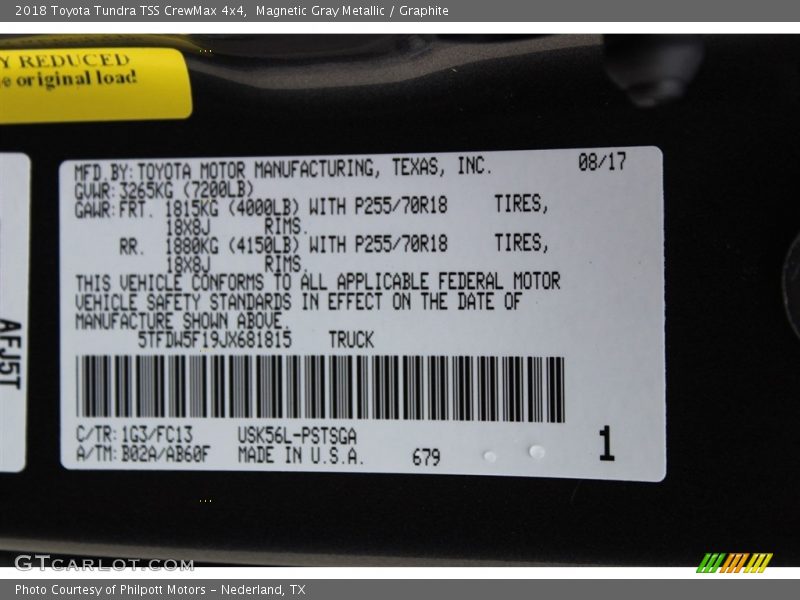 Magnetic Gray Metallic / Graphite 2018 Toyota Tundra TSS CrewMax 4x4