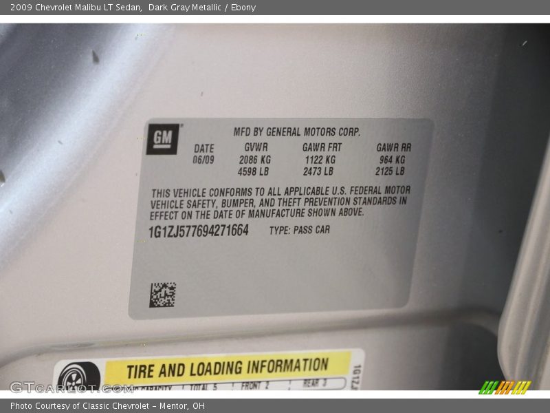 Dark Gray Metallic / Ebony 2009 Chevrolet Malibu LT Sedan