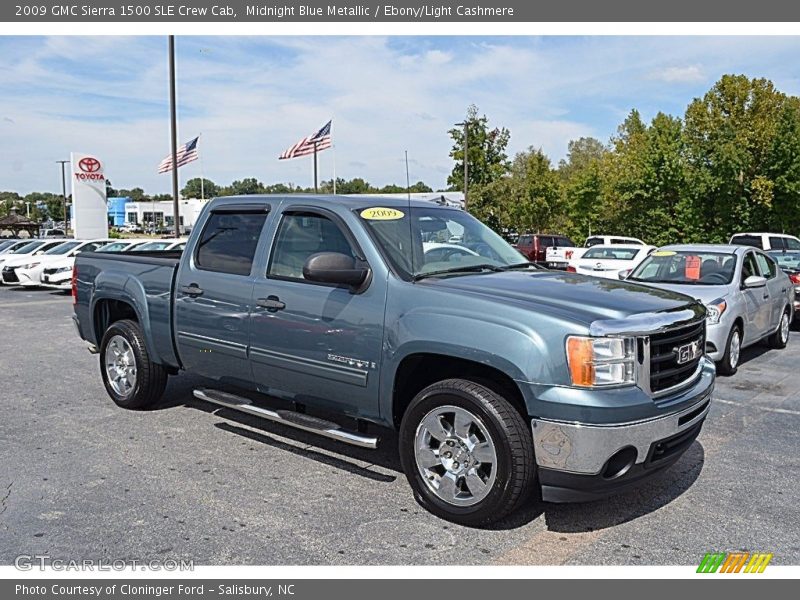 Midnight Blue Metallic / Ebony/Light Cashmere 2009 GMC Sierra 1500 SLE Crew Cab