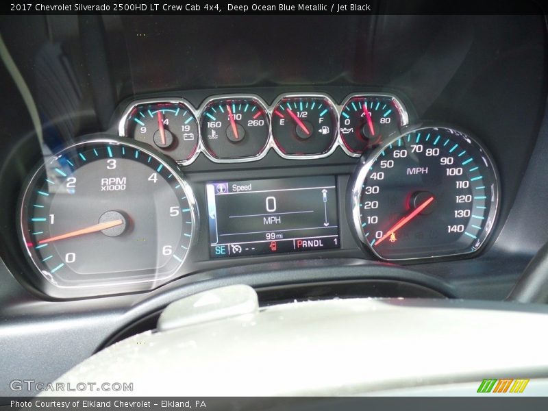 Deep Ocean Blue Metallic / Jet Black 2017 Chevrolet Silverado 2500HD LT Crew Cab 4x4