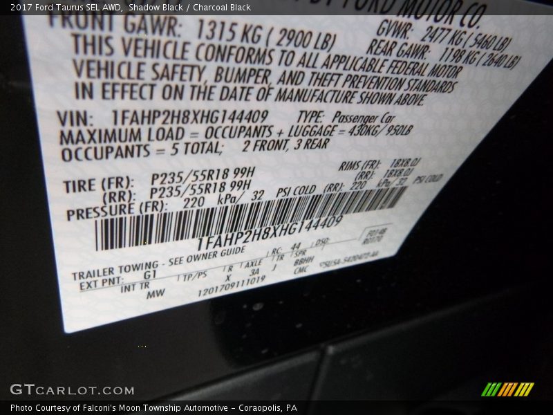 Shadow Black / Charcoal Black 2017 Ford Taurus SEL AWD
