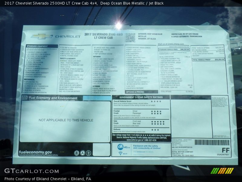 Deep Ocean Blue Metallic / Jet Black 2017 Chevrolet Silverado 2500HD LT Crew Cab 4x4