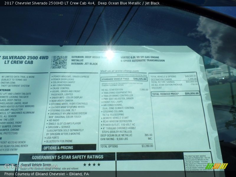 Deep Ocean Blue Metallic / Jet Black 2017 Chevrolet Silverado 2500HD LT Crew Cab 4x4