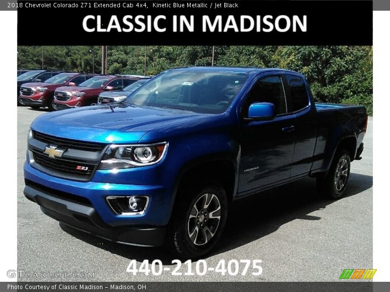 Kinetic Blue Metallic / Jet Black 2018 Chevrolet Colorado Z71 Extended Cab 4x4
