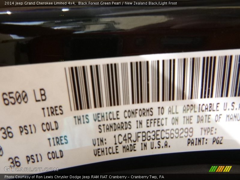 Black Forest Green Pearl / New Zealand Black/Light Frost 2014 Jeep Grand Cherokee Limited 4x4