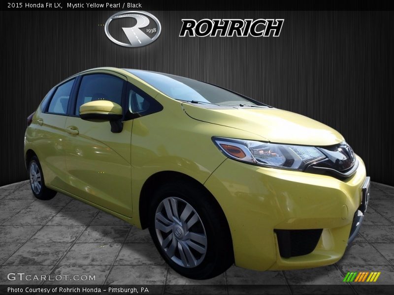Mystic Yellow Pearl / Black 2015 Honda Fit LX