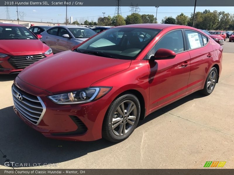 Scarlet Red / Gray 2018 Hyundai Elantra SEL