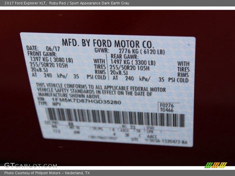 Ruby Red / Sport Appearance Dark Earth Gray 2017 Ford Explorer XLT