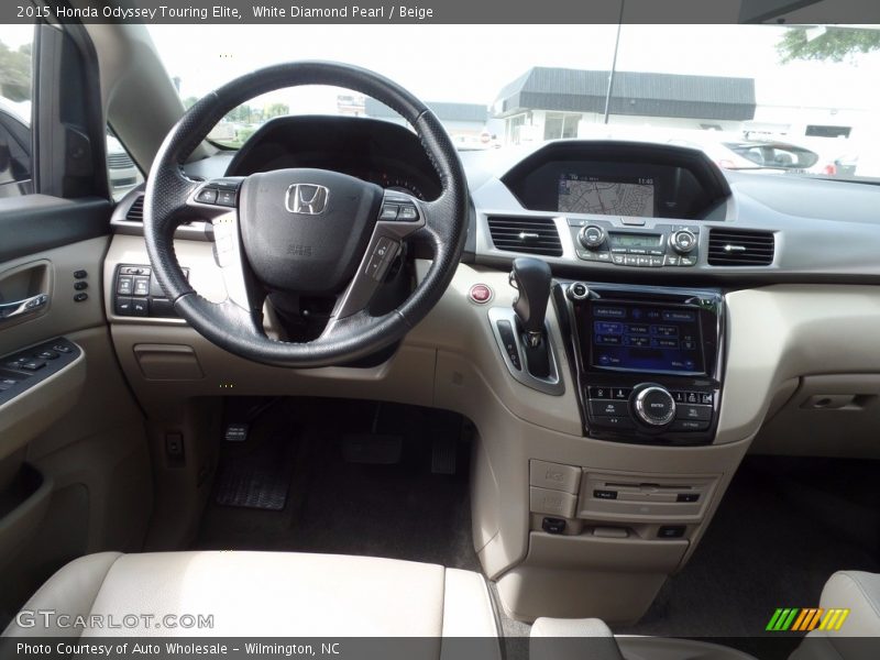 White Diamond Pearl / Beige 2015 Honda Odyssey Touring Elite