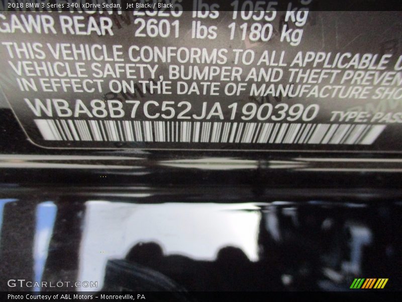 Jet Black / Black 2018 BMW 3 Series 340i xDrive Sedan