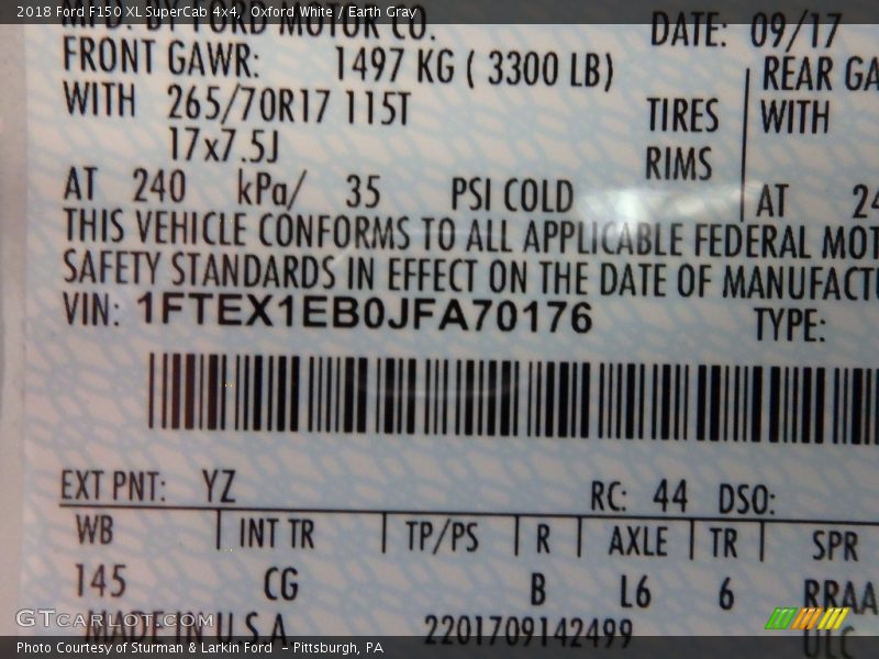 Oxford White / Earth Gray 2018 Ford F150 XL SuperCab 4x4
