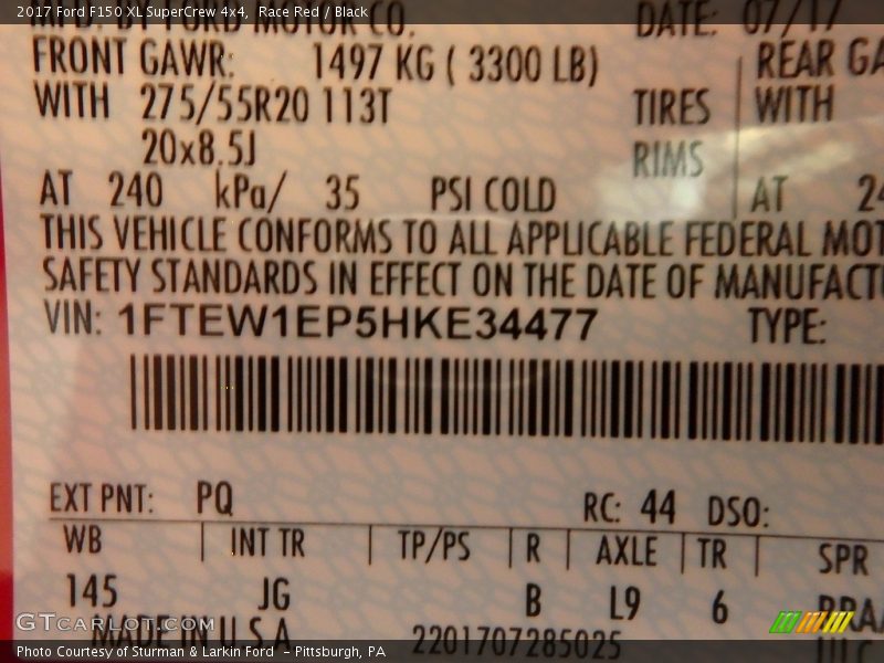Race Red / Black 2017 Ford F150 XL SuperCrew 4x4