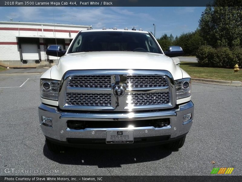 Pearl White / Black 2018 Ram 3500 Laramie Mega Cab 4x4