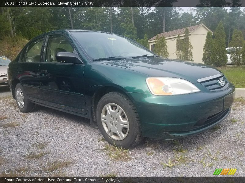 Clover Green / Gray 2001 Honda Civic LX Sedan