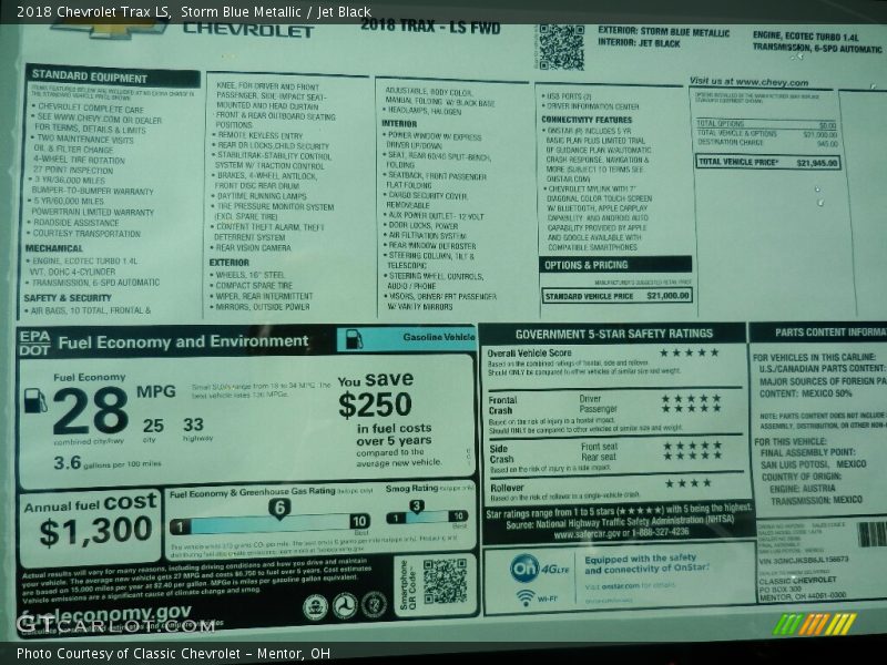 Storm Blue Metallic / Jet Black 2018 Chevrolet Trax LS