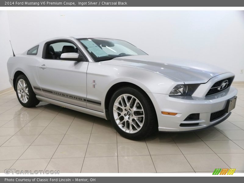 Ingot Silver / Charcoal Black 2014 Ford Mustang V6 Premium Coupe