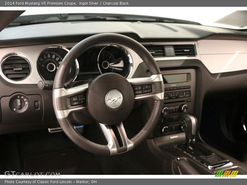 Ingot Silver / Charcoal Black 2014 Ford Mustang V6 Premium Coupe