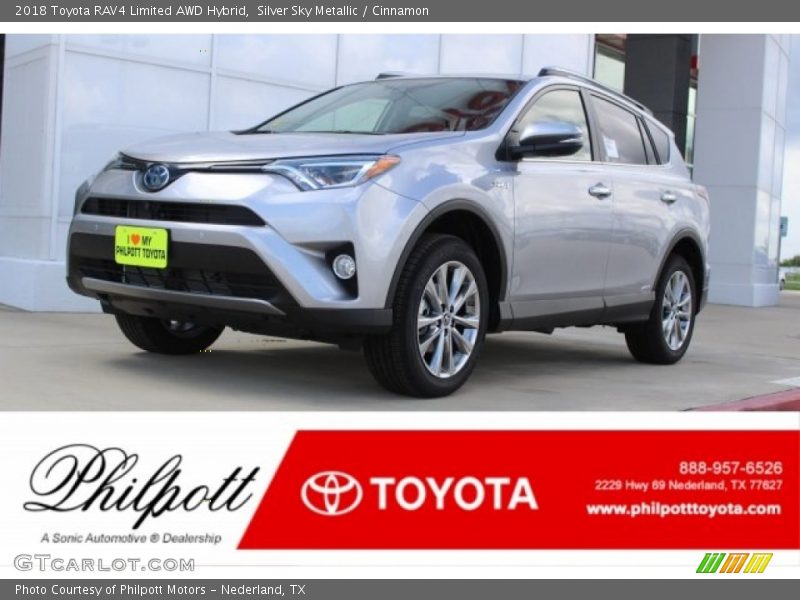 Silver Sky Metallic / Cinnamon 2018 Toyota RAV4 Limited AWD Hybrid