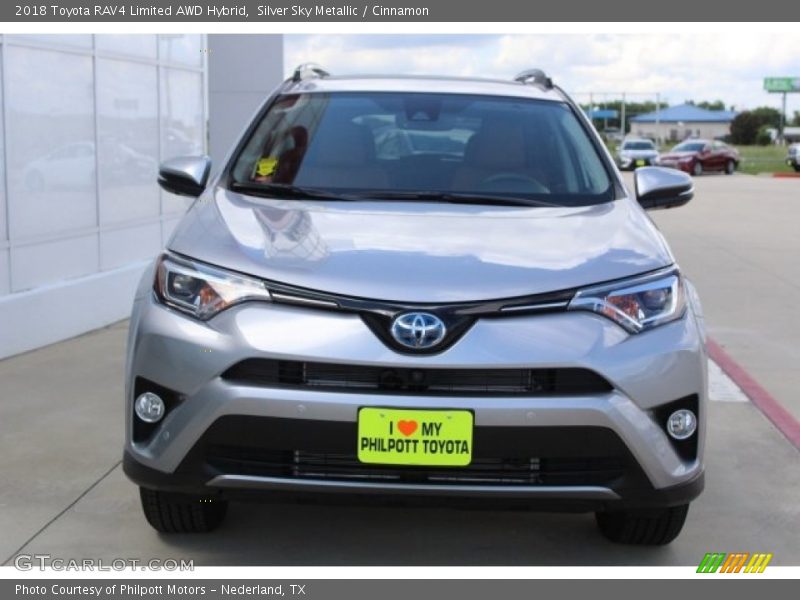 Silver Sky Metallic / Cinnamon 2018 Toyota RAV4 Limited AWD Hybrid