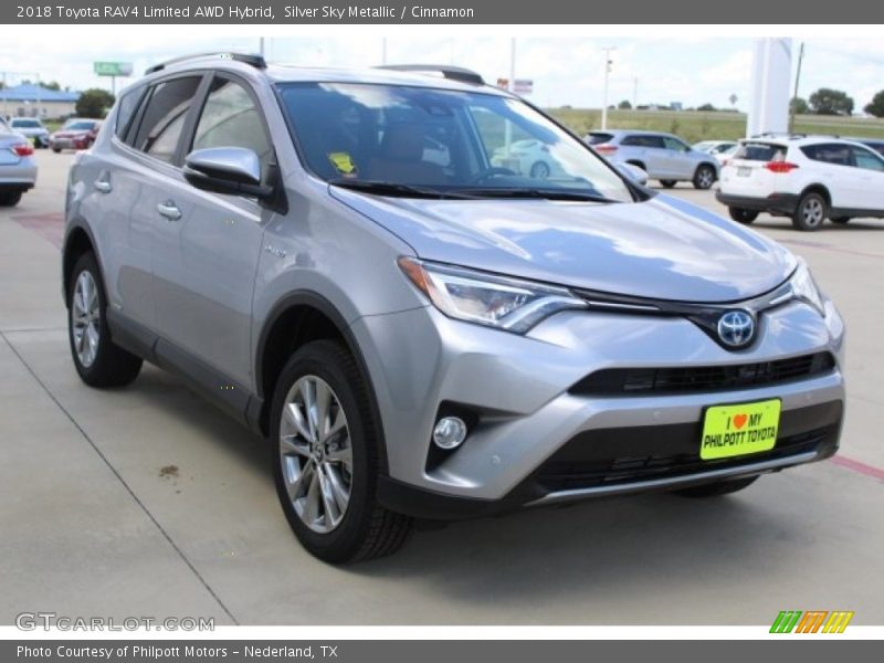 Silver Sky Metallic / Cinnamon 2018 Toyota RAV4 Limited AWD Hybrid