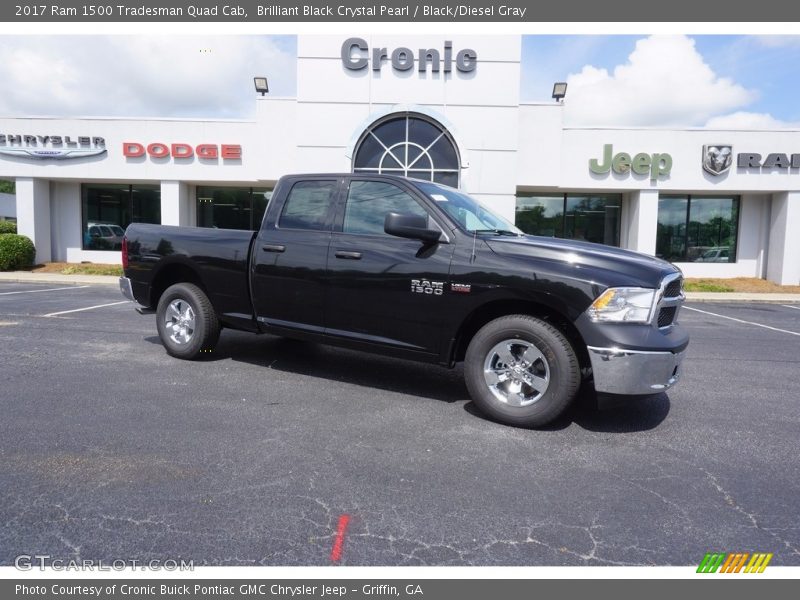 Brilliant Black Crystal Pearl / Black/Diesel Gray 2017 Ram 1500 Tradesman Quad Cab