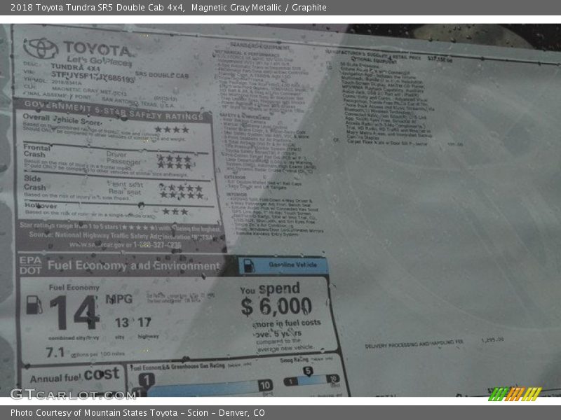 Magnetic Gray Metallic / Graphite 2018 Toyota Tundra SR5 Double Cab 4x4