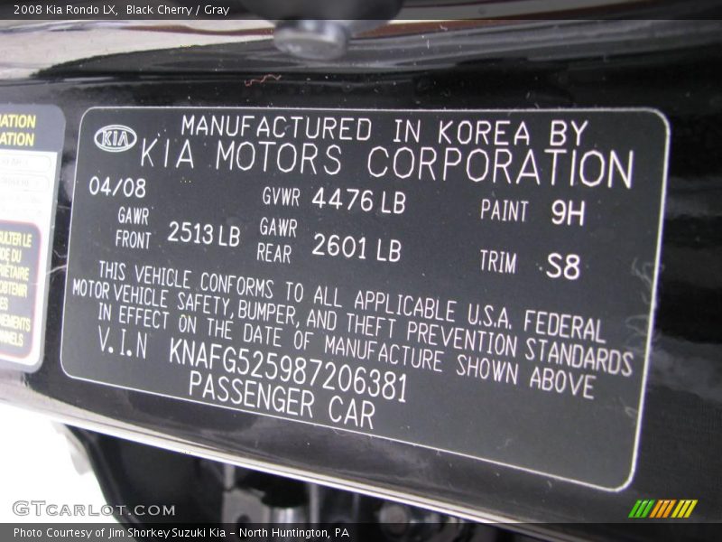 Black Cherry / Gray 2008 Kia Rondo LX