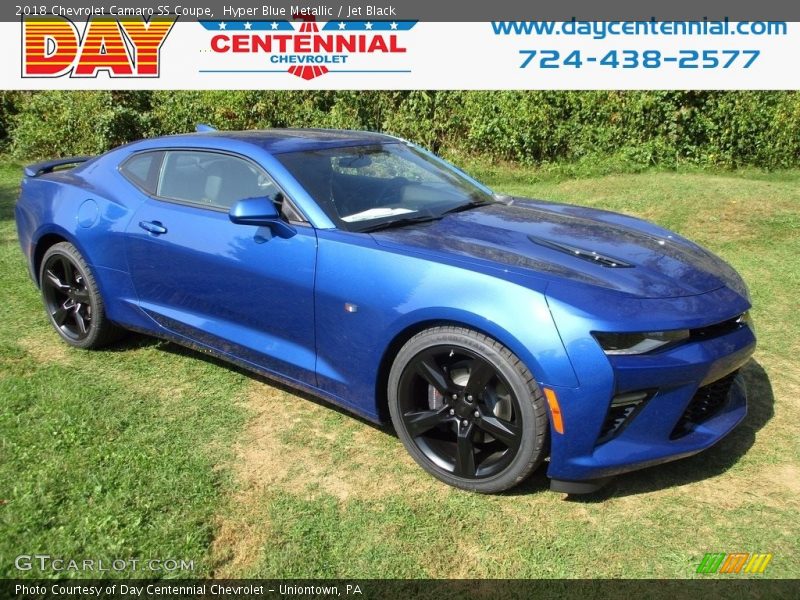 Hyper Blue Metallic / Jet Black 2018 Chevrolet Camaro SS Coupe