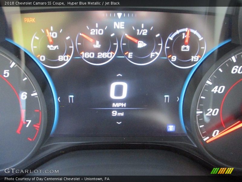 Hyper Blue Metallic / Jet Black 2018 Chevrolet Camaro SS Coupe