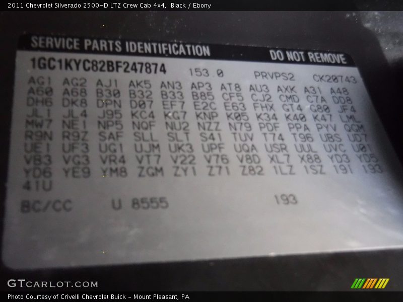 Black / Ebony 2011 Chevrolet Silverado 2500HD LTZ Crew Cab 4x4