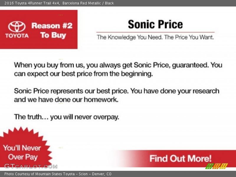 Barcelona Red Metallic / Black 2016 Toyota 4Runner Trail 4x4