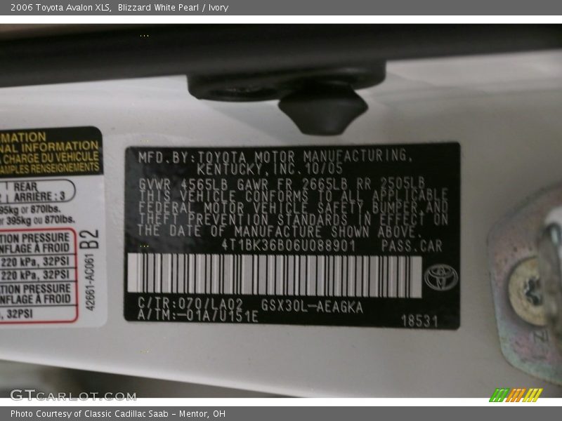 Blizzard White Pearl / Ivory 2006 Toyota Avalon XLS