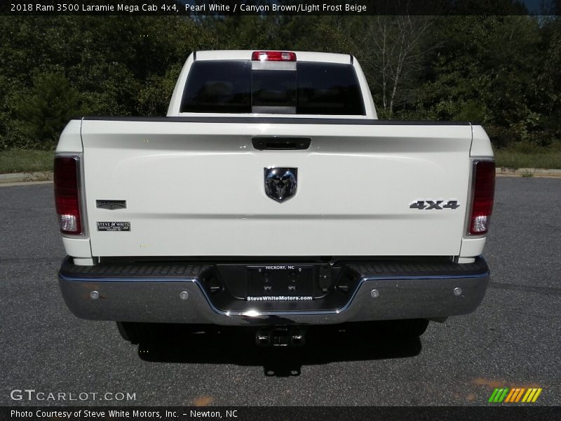 Pearl White / Canyon Brown/Light Frost Beige 2018 Ram 3500 Laramie Mega Cab 4x4