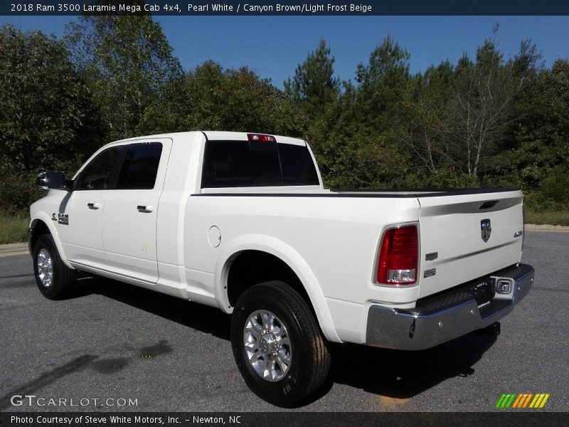 Pearl White / Canyon Brown/Light Frost Beige 2018 Ram 3500 Laramie Mega Cab 4x4