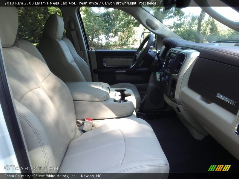 Pearl White / Canyon Brown/Light Frost Beige 2018 Ram 3500 Laramie Mega Cab 4x4
