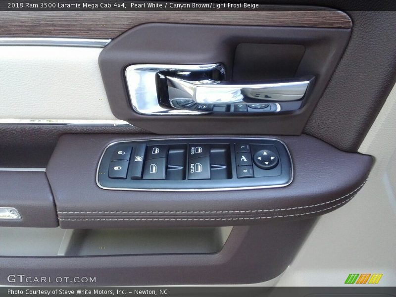 Pearl White / Canyon Brown/Light Frost Beige 2018 Ram 3500 Laramie Mega Cab 4x4