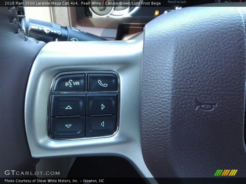 Pearl White / Canyon Brown/Light Frost Beige 2018 Ram 3500 Laramie Mega Cab 4x4