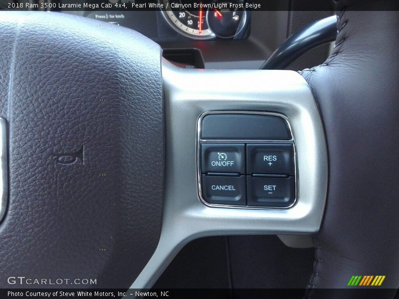 Pearl White / Canyon Brown/Light Frost Beige 2018 Ram 3500 Laramie Mega Cab 4x4