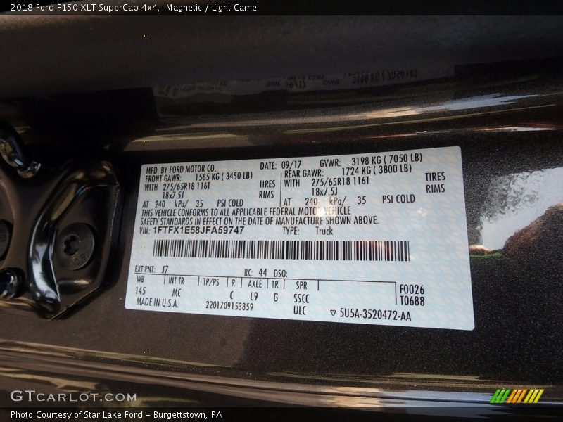 Magnetic / Light Camel 2018 Ford F150 XLT SuperCab 4x4