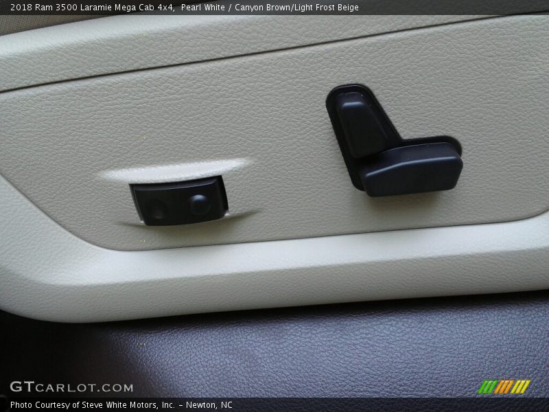 Pearl White / Canyon Brown/Light Frost Beige 2018 Ram 3500 Laramie Mega Cab 4x4