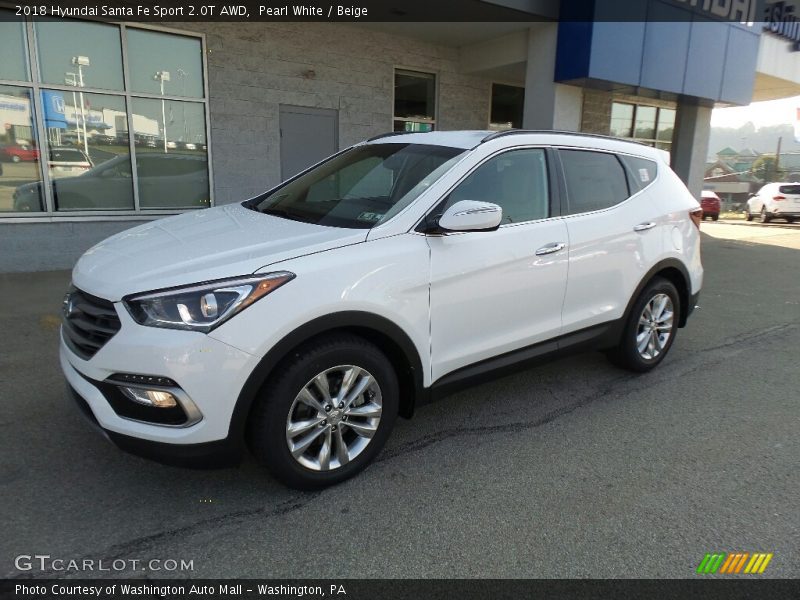 Pearl White / Beige 2018 Hyundai Santa Fe Sport 2.0T AWD