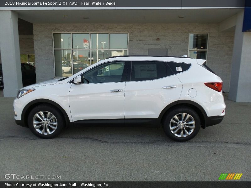Pearl White / Beige 2018 Hyundai Santa Fe Sport 2.0T AWD