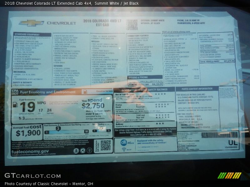  2018 Colorado LT Extended Cab 4x4 Window Sticker