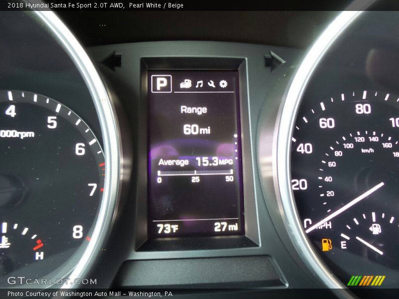 Pearl White / Beige 2018 Hyundai Santa Fe Sport 2.0T AWD