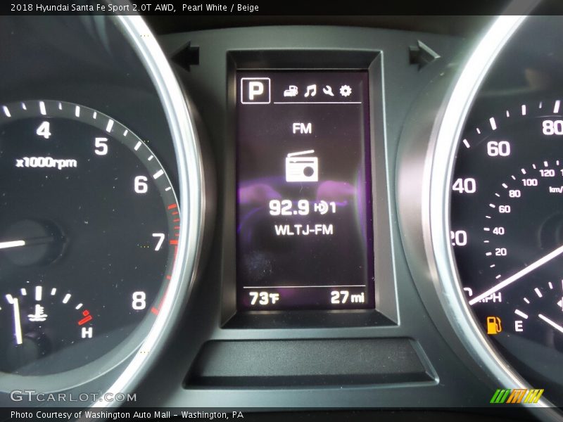 Pearl White / Beige 2018 Hyundai Santa Fe Sport 2.0T AWD