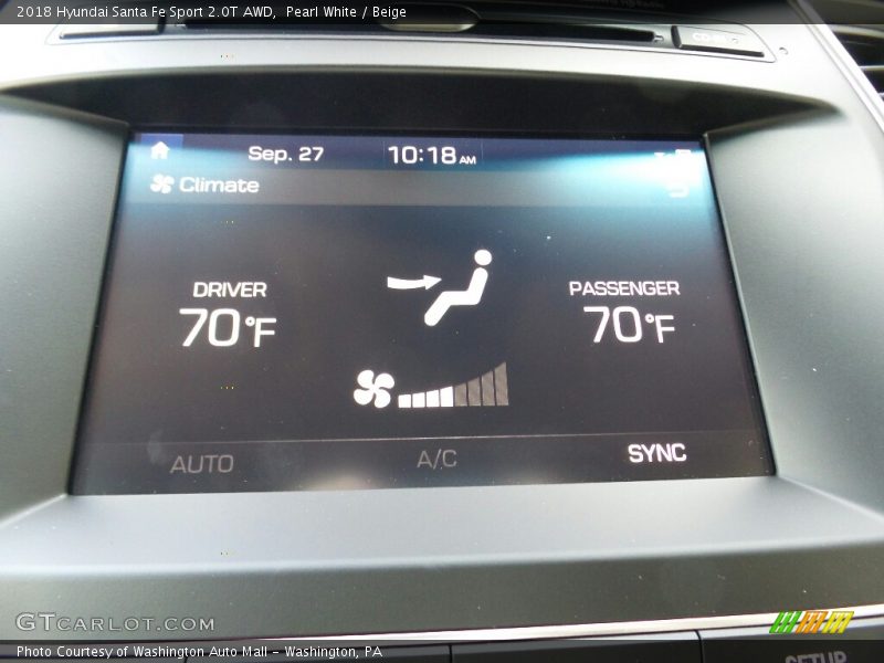 Pearl White / Beige 2018 Hyundai Santa Fe Sport 2.0T AWD