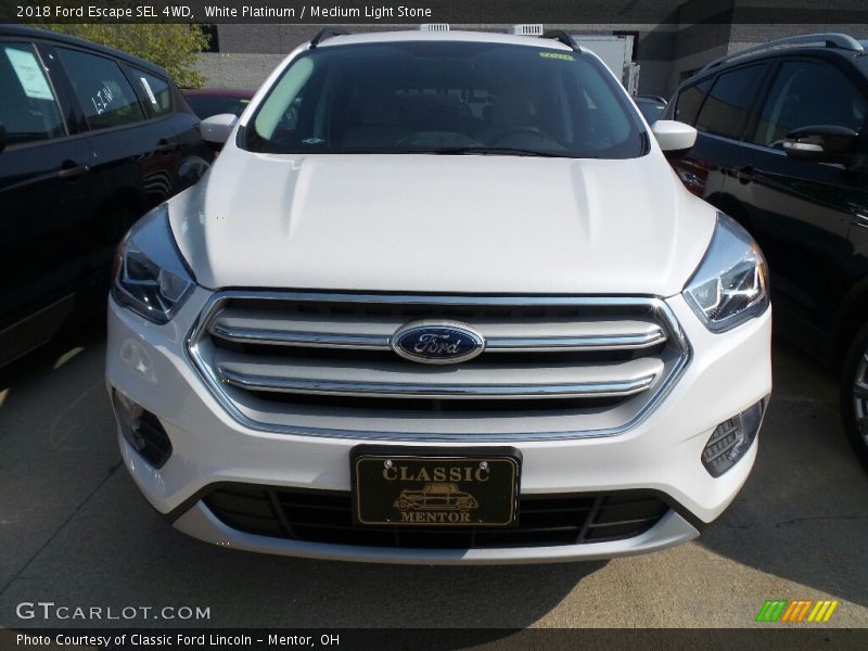 White Platinum / Medium Light Stone 2018 Ford Escape SEL 4WD
