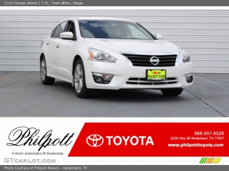 Pearl White / Beige 2014 Nissan Altima 2.5 SL