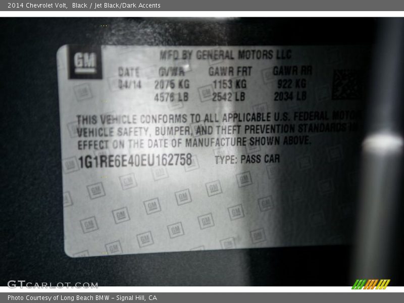 Black / Jet Black/Dark Accents 2014 Chevrolet Volt